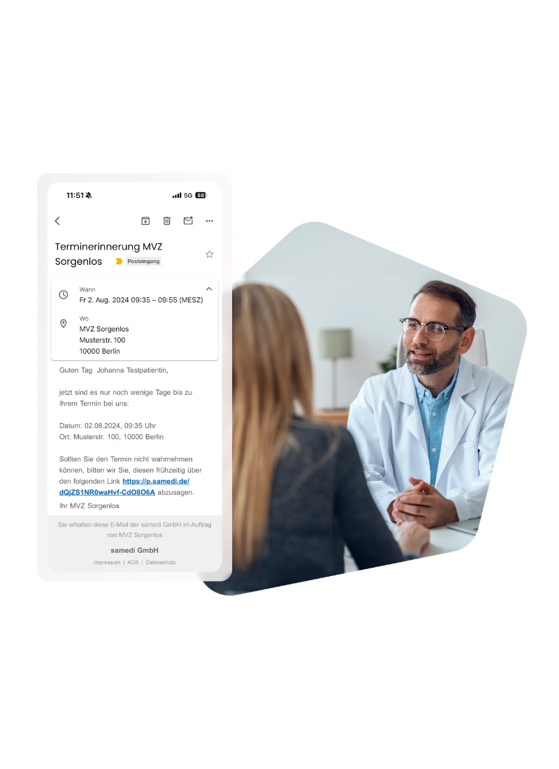 Automatische Terminerinnerung per E-Mail und SMS auf dem Smartphone